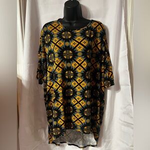Lularoe short sleeve high/low top- Black and Gold